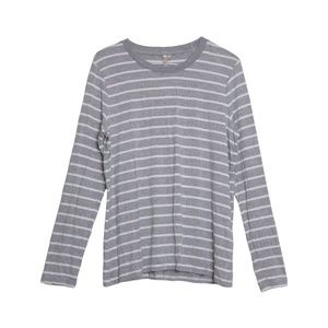 Banana Republic Gray and White Striped Long Sleeve